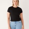 Women Frank And Oak T-Shirts & Tops | The Cropped Shrunken T-Shirt In Black