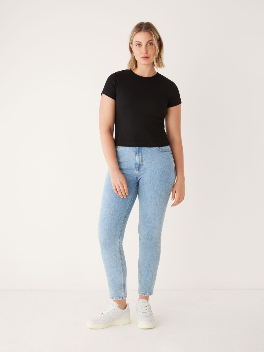 Women Frank And Oak T-Shirts & Tops | The Cropped Shrunken T-Shirt In Black