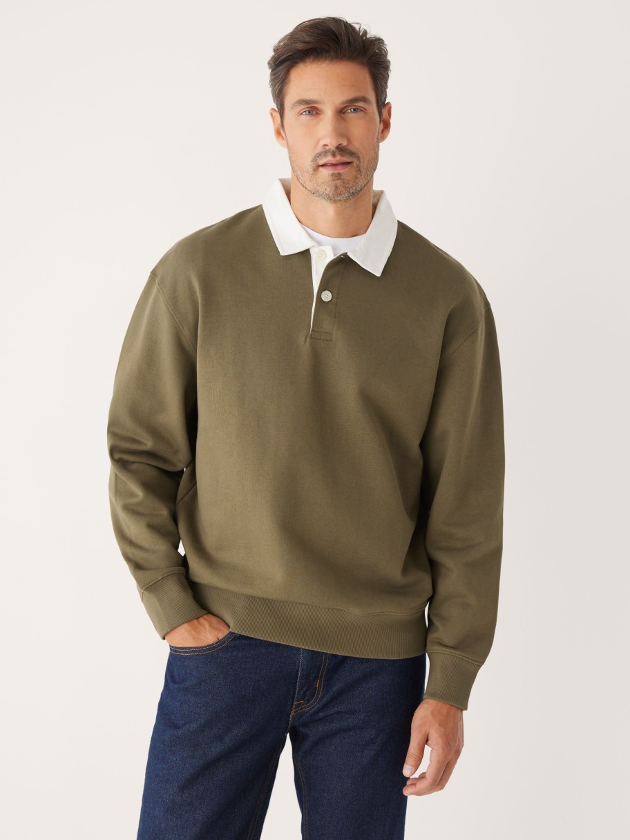 Men Frank And Oak Sweaters & Cardigans | The Rugby Polo Sweatshirt In Mocha