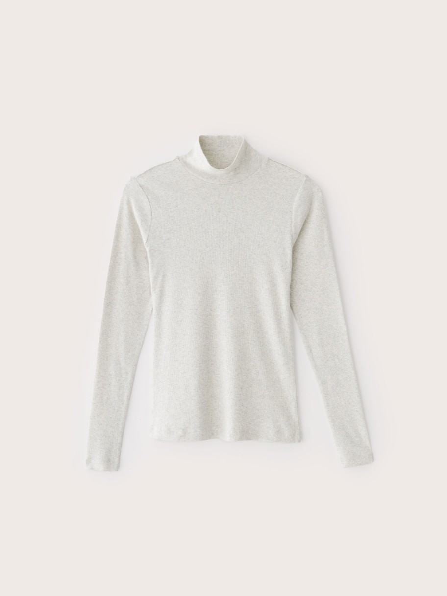 Women Frank And Oak T-Shirts & Tops | The Long Sleeve Mockneck In Oatmeal