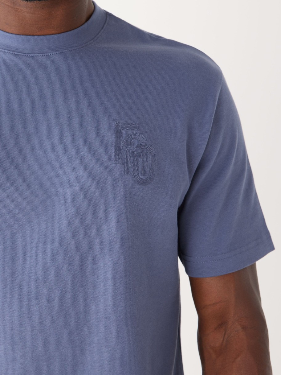 Men Frank And Oak T-Shirts | The Relaxed Logo T-Shirt In Nightshadow Blue