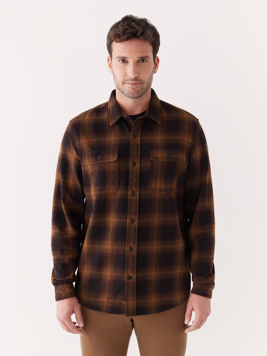 Men Frank And Oak Shirts & Polo Shirts | The Kapok Flannel Overshirt In Cocoa