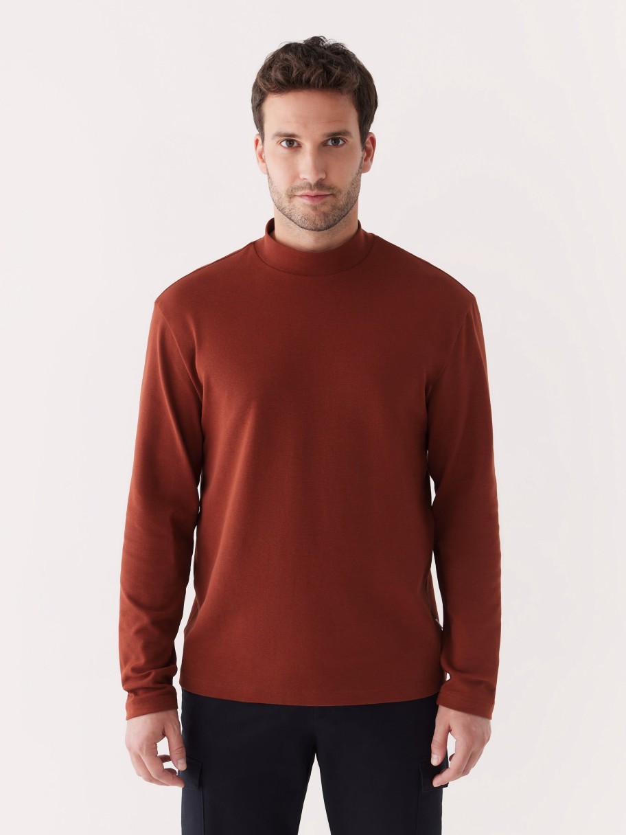 Men Frank And Oak Sweaters & Cardigans | The Mockneck Sweater In Brick Red