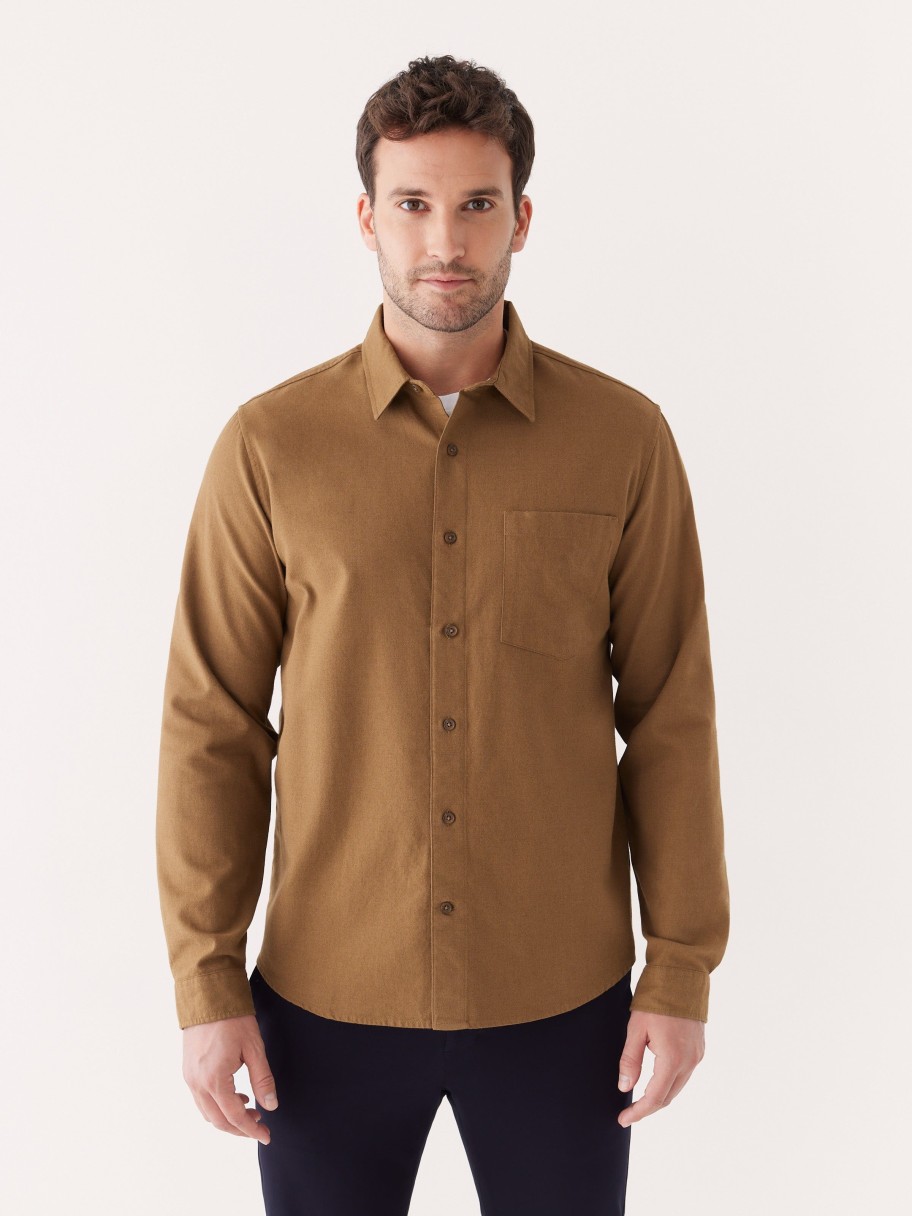 Men Frank And Oak Shirts & Polo Shirts | The Yak Wool Flannel Shirt In Sepia