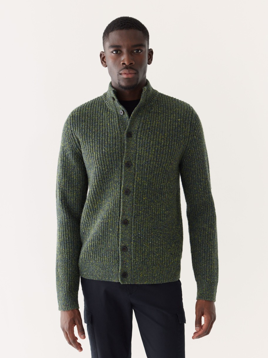 Men Frank And Oak Sweaters & Cardigans | The Donegal Button-Up Sweater In Emerald Green