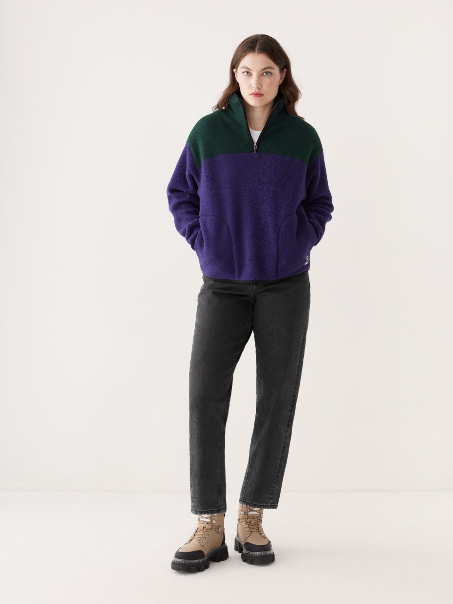 Women Frank And Oak Sweaters & Cardigans | The Axis Polar Fleece Pullover In Night Sky