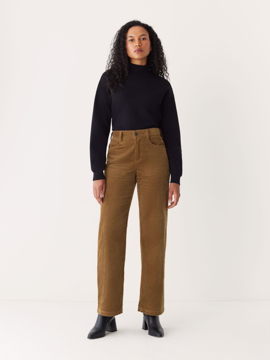 Women Frank And Oak Pants | The Annie Straight Corduroy Pant In Amber Brown