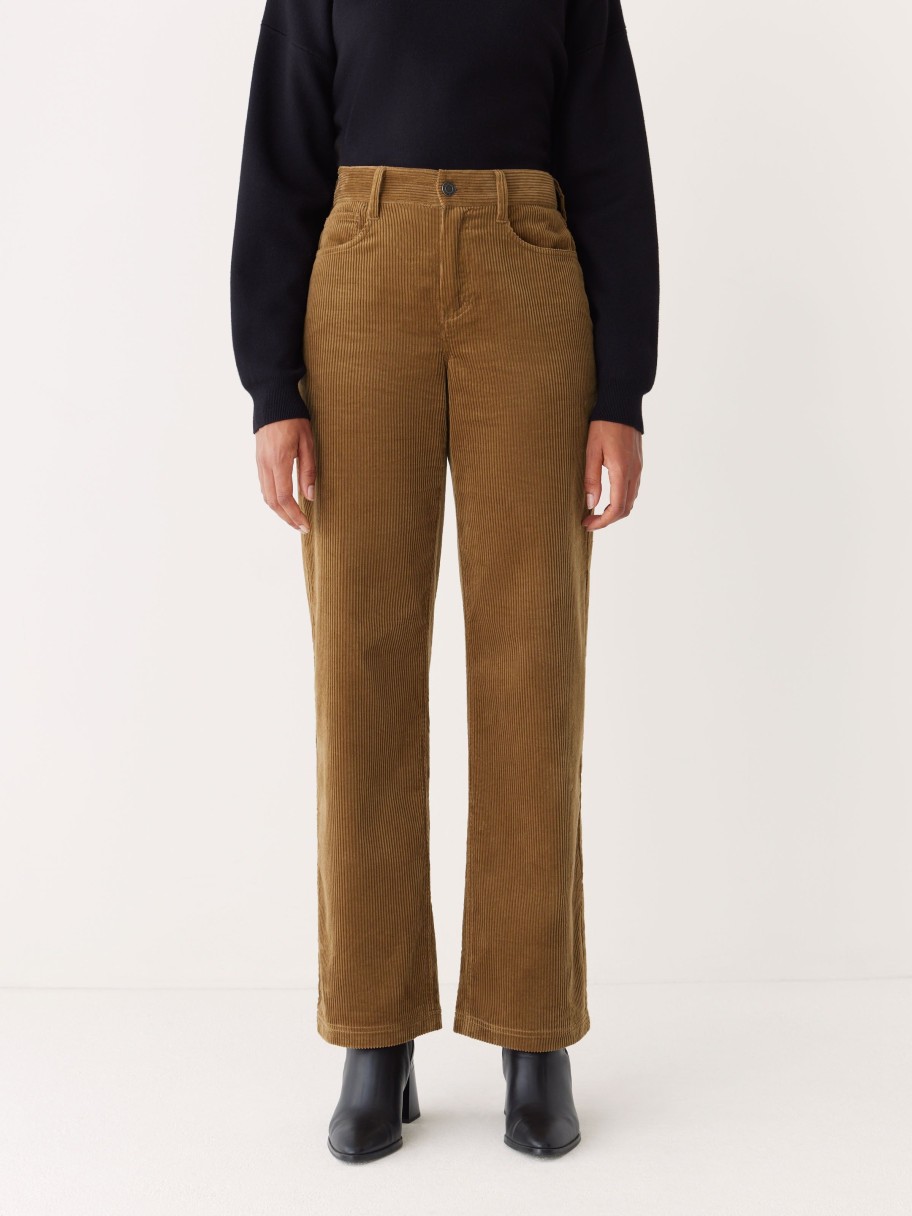 Women Frank And Oak Pants | The Annie Straight Corduroy Pant In Amber Brown