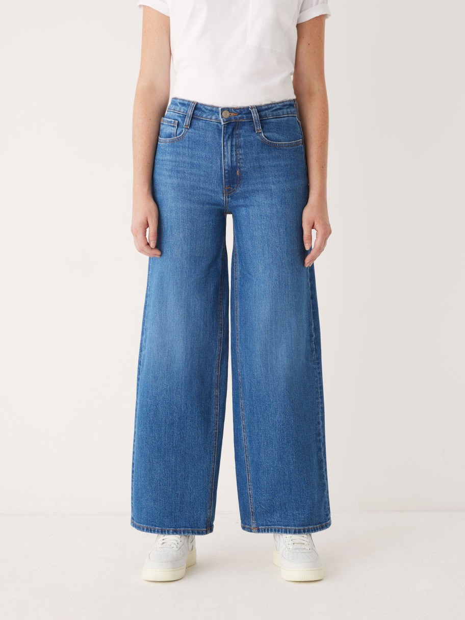 Women Frank And Oak Denim | The Nina Wide Leg Fit High Rise Jean In Medium Wash