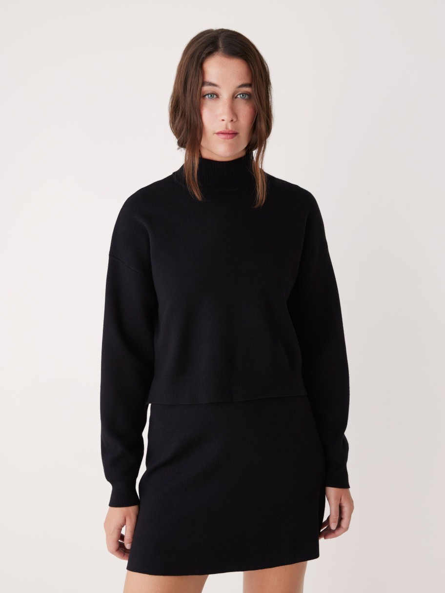 Women Frank And Oak Sweaters & Cardigans | The Compact Mockneck Sweater In Black