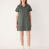 Women Frank And Oak Dresses & Jumpsuits | The Flex Camp Collar Dress In Teal Grey