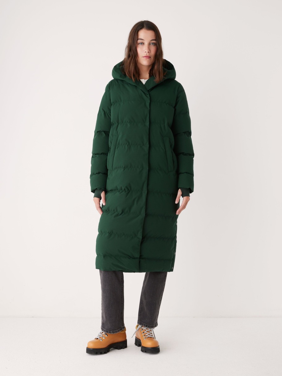 Women Frank And Oak Jackets & Coats | The Highland Long Puffer Coat In Forest Green