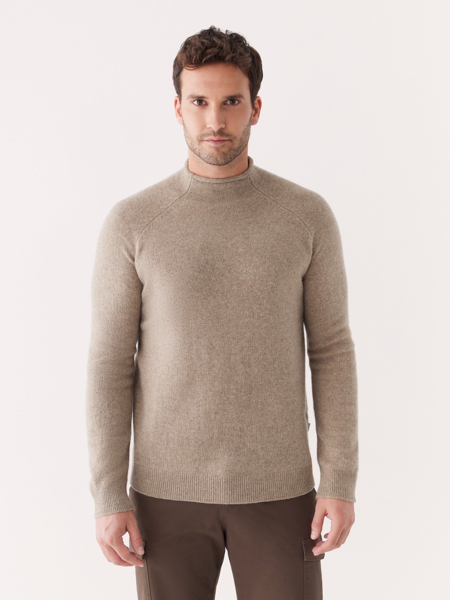 Men Frank And Oak Sweaters & Cardigans | The Yak Wool Mockneck Sweater In Sandstone