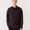 Men Frank And Oak Shirts & Polo Shirts | The Yak Wool Flannel Shirt In Dark Brown