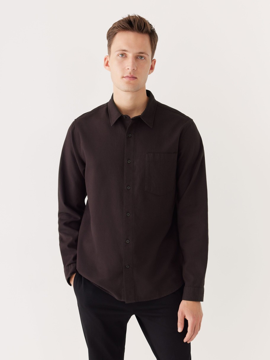 Men Frank And Oak Shirts & Polo Shirts | The Yak Wool Flannel Shirt In Dark Brown