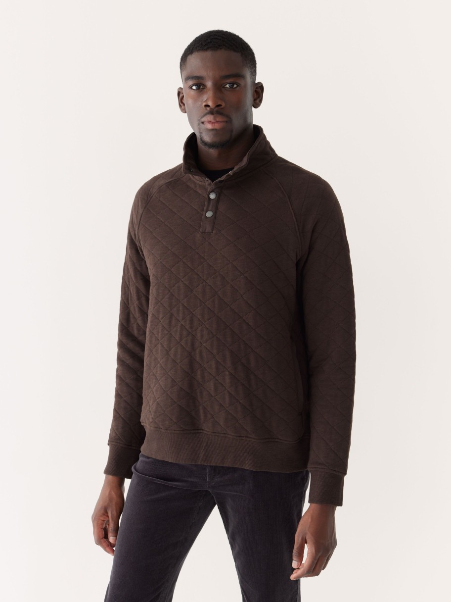 Men Frank And Oak Sweaters & Cardigans | The Quilted Pop-Over In Espresso