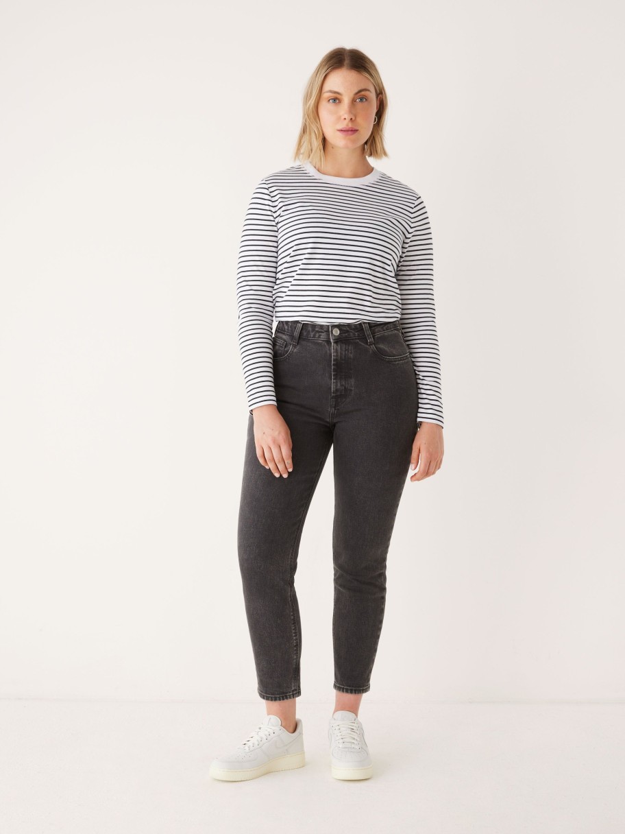 Women Frank And Oak T-Shirts & Tops | The Long Sleeve Striped T-Shirt In White