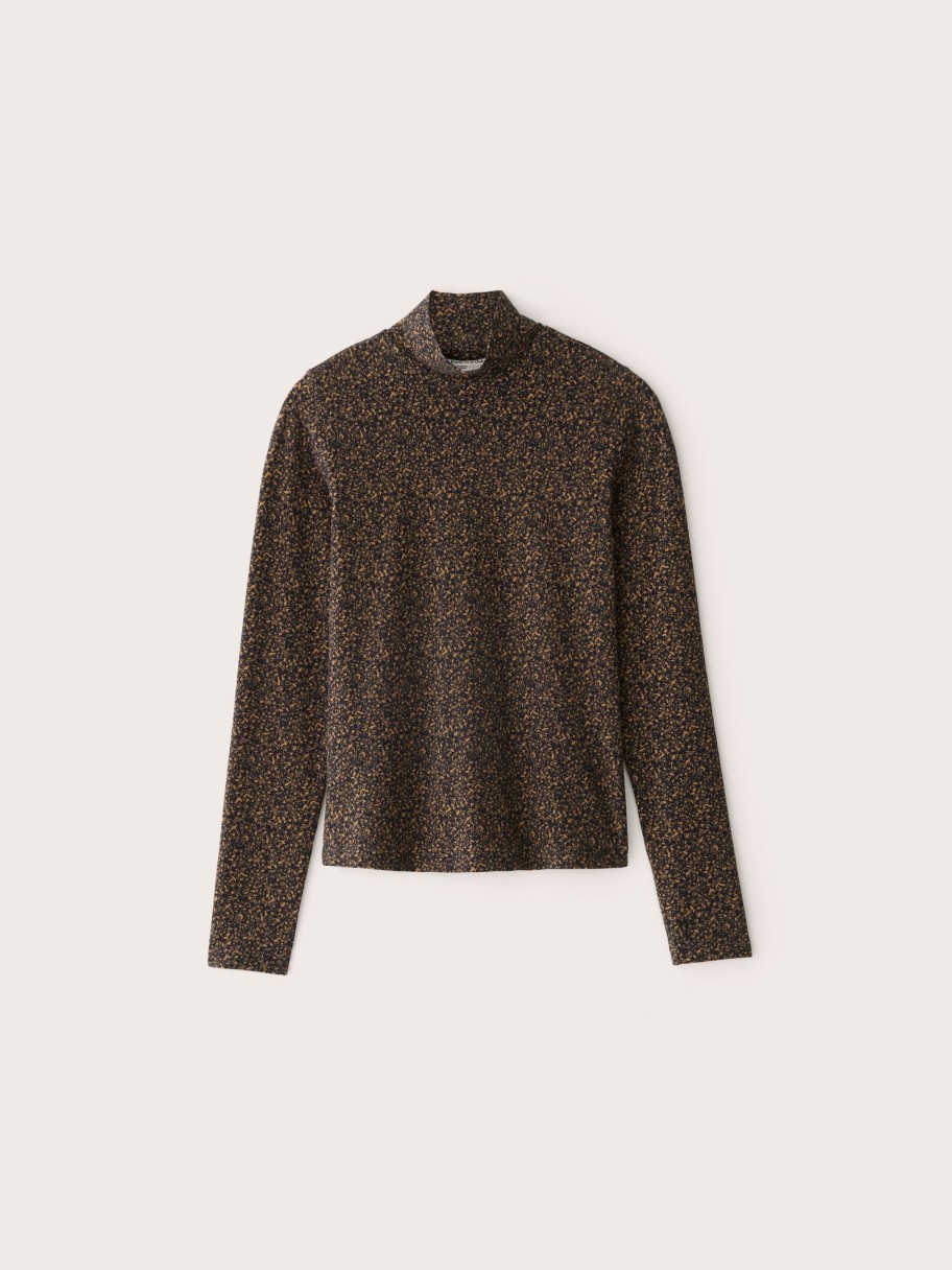 Women Frank And Oak T-Shirts & Tops | The Essential Long Sleeve Mockneck In Sepia