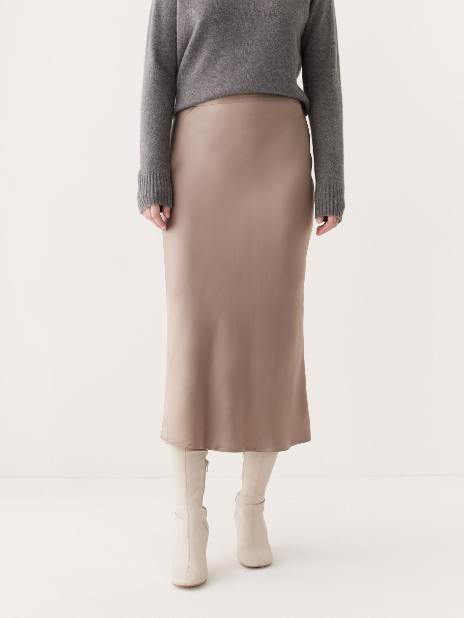 Women Frank And Oak Skirts | The Satin Midi Skirt In Champagne