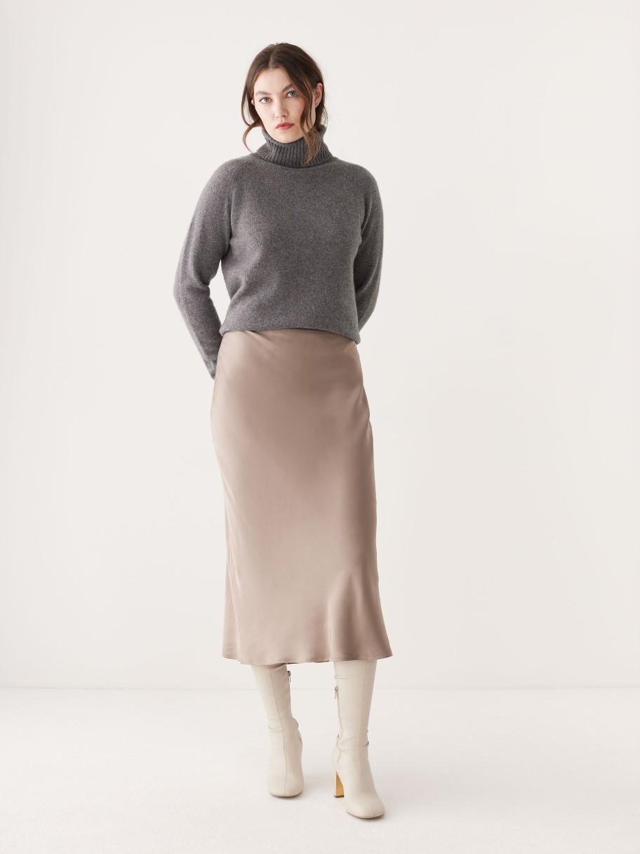 Women Frank And Oak Skirts | The Satin Midi Skirt In Champagne