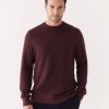 Men Frank And Oak Sweaters & Cardigans | The Waffle Crewneck Sweater In Burgundy