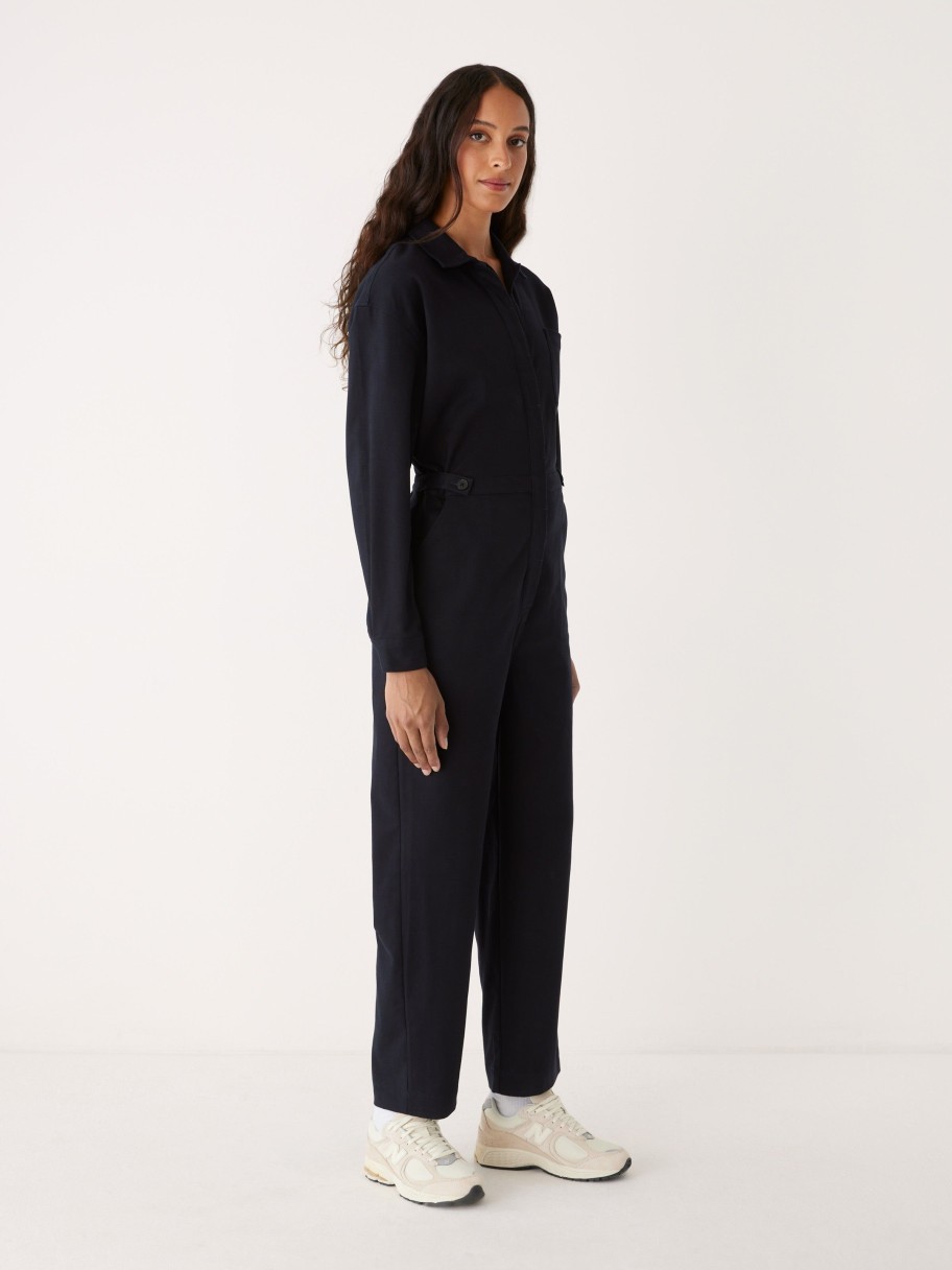 Women Frank And Oak Dresses & Jumpsuits | The Organic Cotton Twill Jumpsuit In Dark Blue