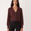 Women Frank And Oak Sweaters & Cardigans | The Merino Wool Collared Cardigan In Dark Brown