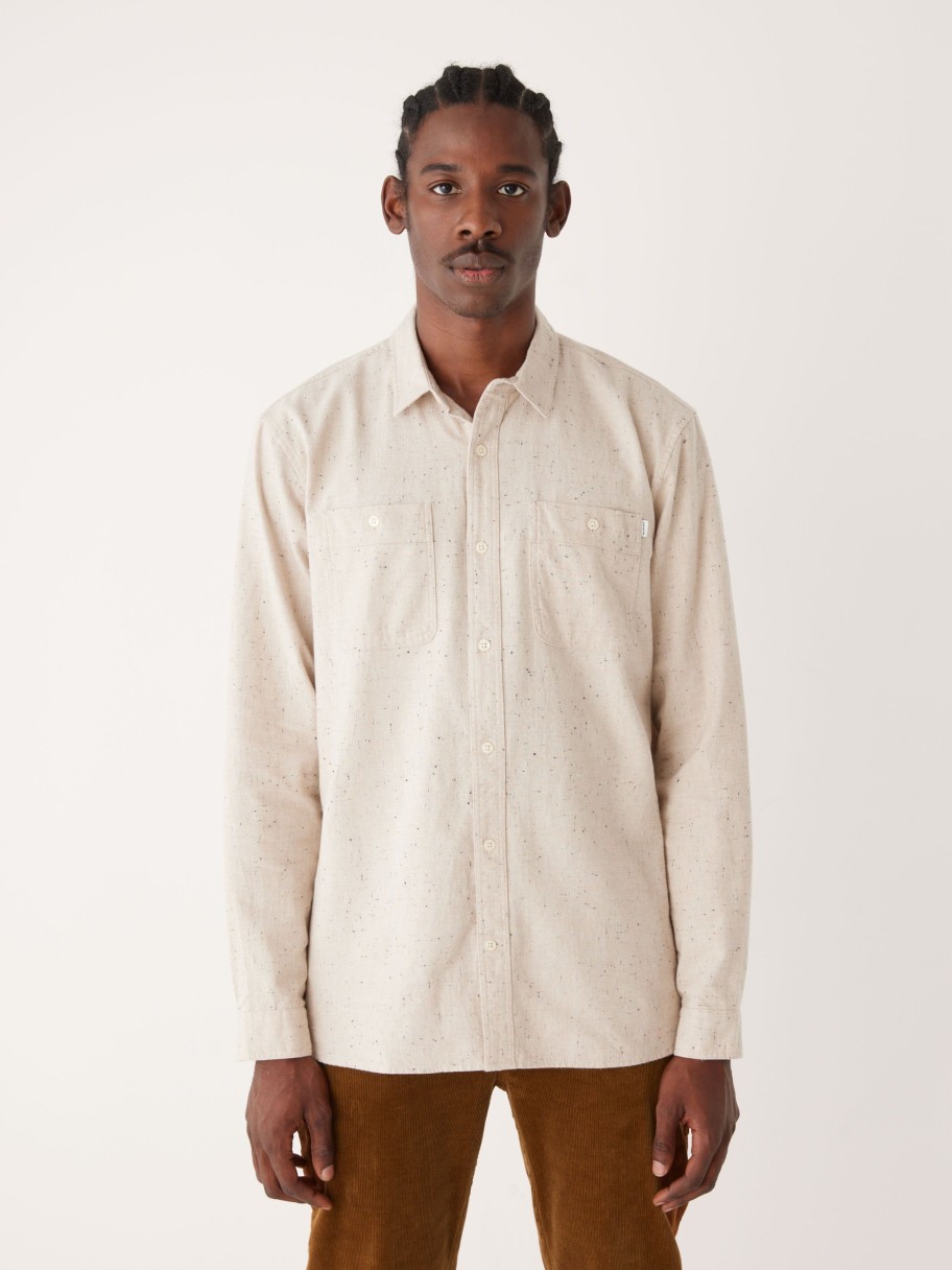 Men Frank And Oak Shirts & Polo Shirts | The Nepped Shirt In Beige