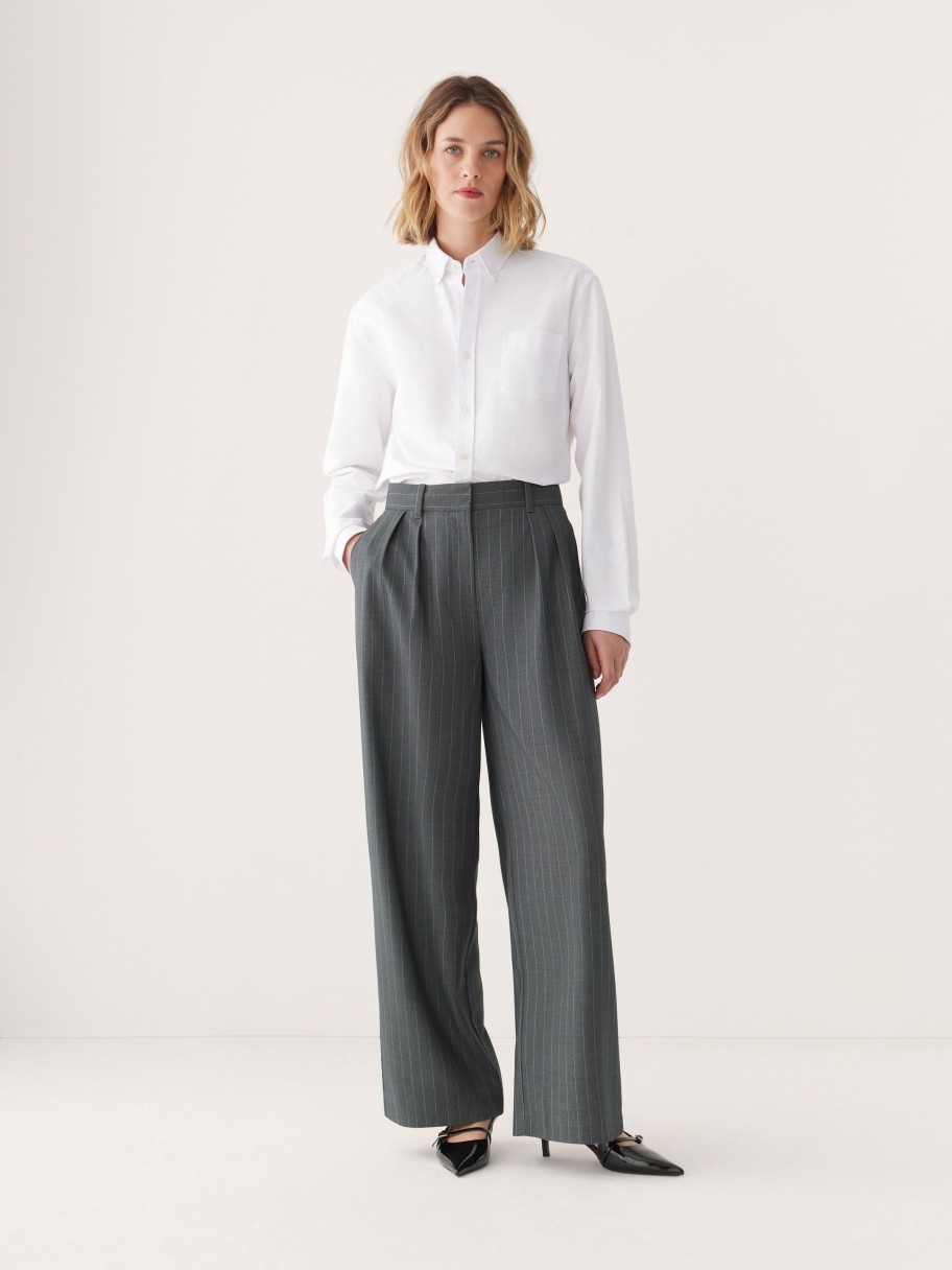 Women Frank And Oak Pants | The Pinstripe Emma Pant In Cool Grey