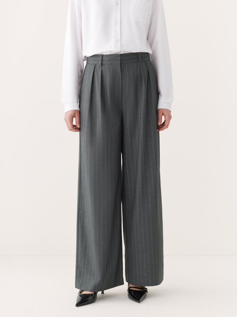 Women Frank And Oak Pants | The Pinstripe Emma Pant In Cool Grey