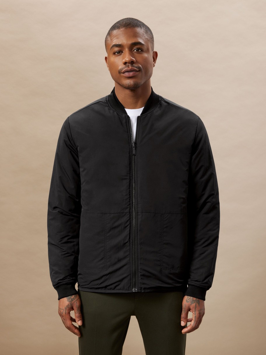 Men Frank And Oak Jackets & Coats | The Skyline Reversible Bomber In Black