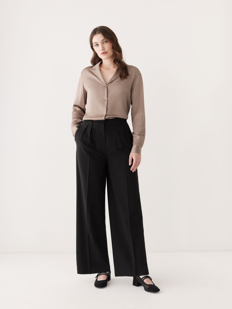 Women Frank And Oak Pants | The Emma Ultra-Wide Fit Pant In Black