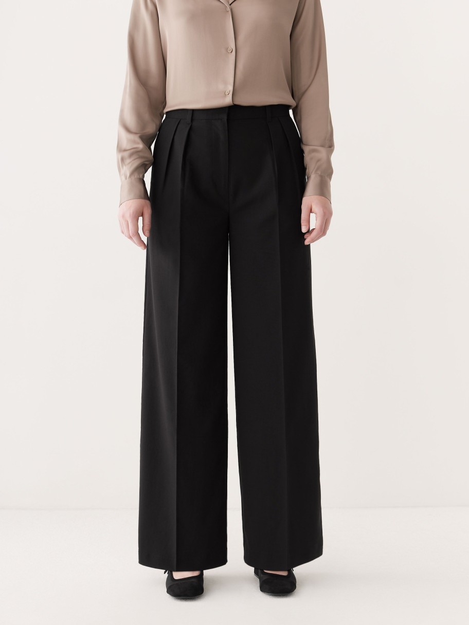 Women Frank And Oak Pants | The Emma Ultra-Wide Fit Pant In Black