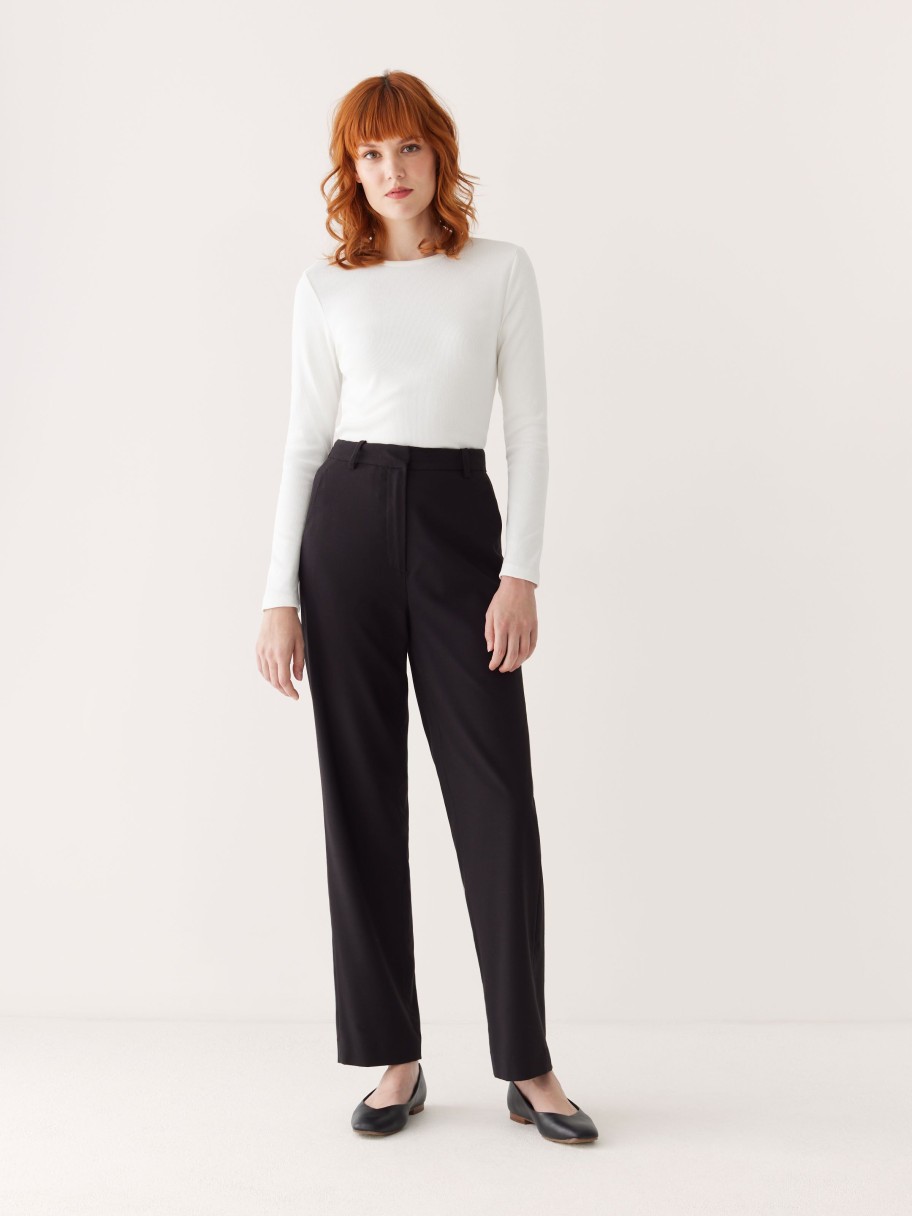 Women Frank And Oak Pants | The Jane Straight Fit High Rise Pant In Black