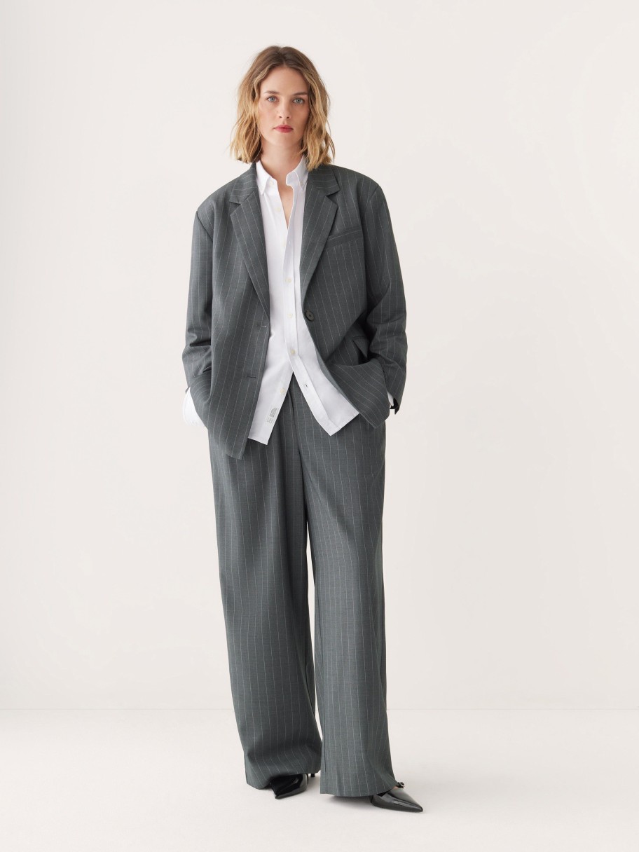 Women Frank And Oak Blazers & Overshirts | The Pinstripe Blazer In Cool Grey