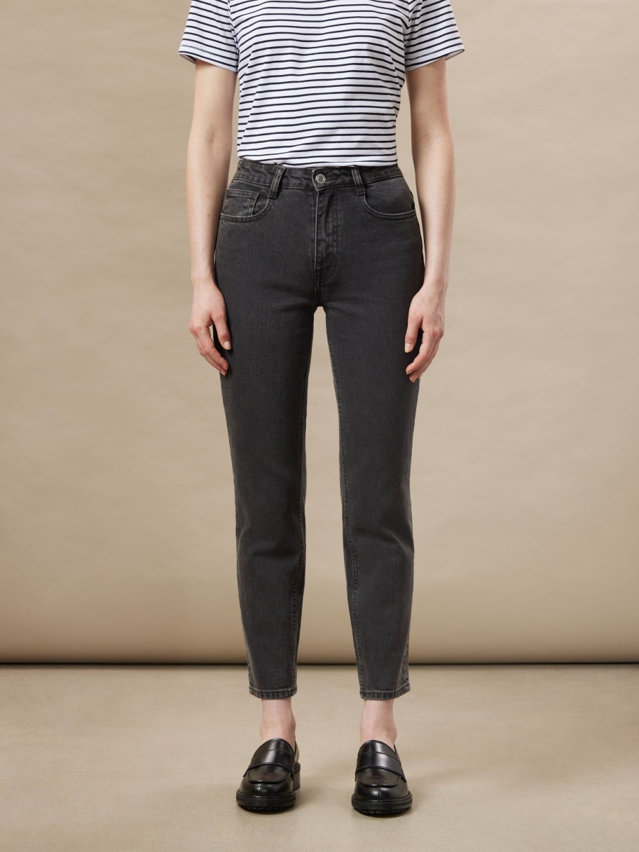 Women Frank And Oak Denim | The Stevie Tapered Fit High Rise Jean In Washed Black