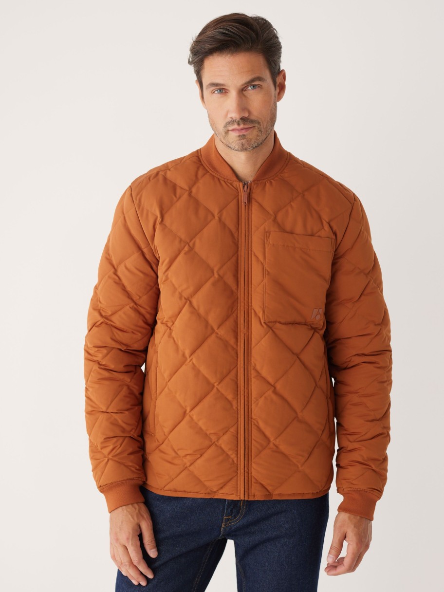 Men Frank And Oak Jackets & Coats | The Skyline Reversible Bomber In Orange