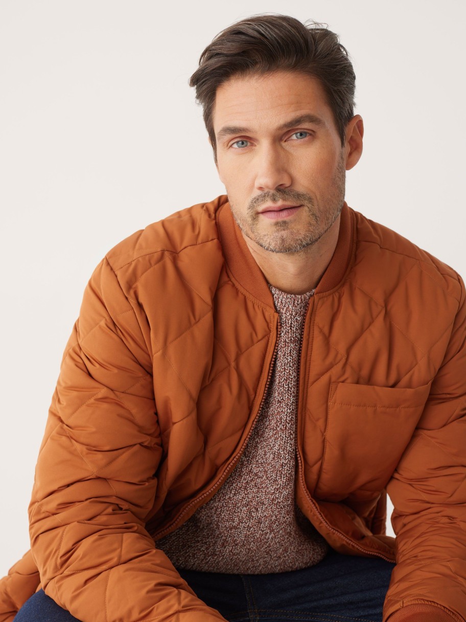 Men Frank And Oak Jackets & Coats | The Skyline Reversible Bomber In Orange