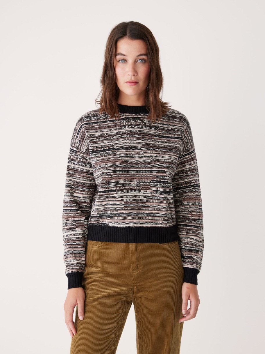 Women Frank And Oak Sweaters & Cardigans | The Drop Shoulder Crewneck Sweater In Black