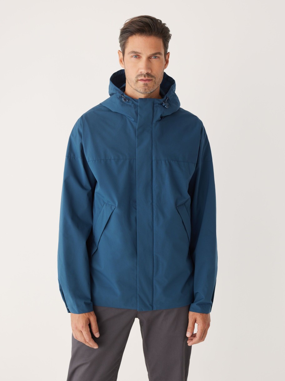 Men Frank And Oak Jackets & Coats | The Anorak Rain Jacket In Ocean Blue