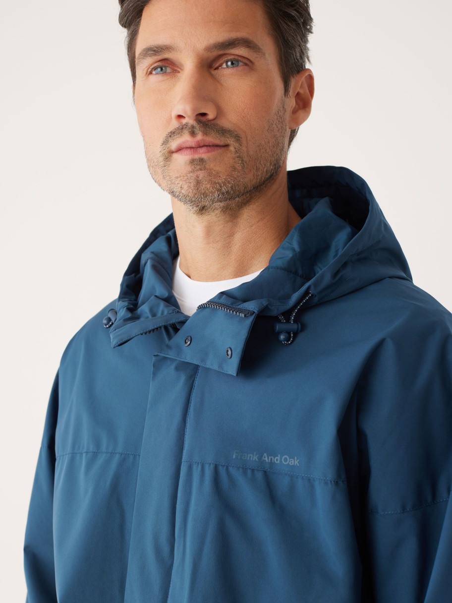 Men Frank And Oak Jackets & Coats | The Anorak Rain Jacket In Ocean Blue