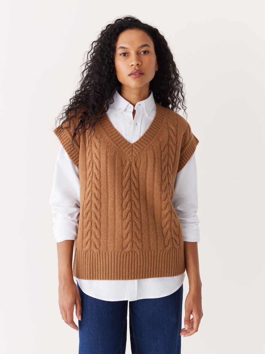 Women Frank And Oak Sweaters & Cardigans | The Comfort Sweater Vest In Mocha