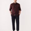 Men Frank And Oak Shirts & Polo Shirts | The Nepped Shirt In Burgundy