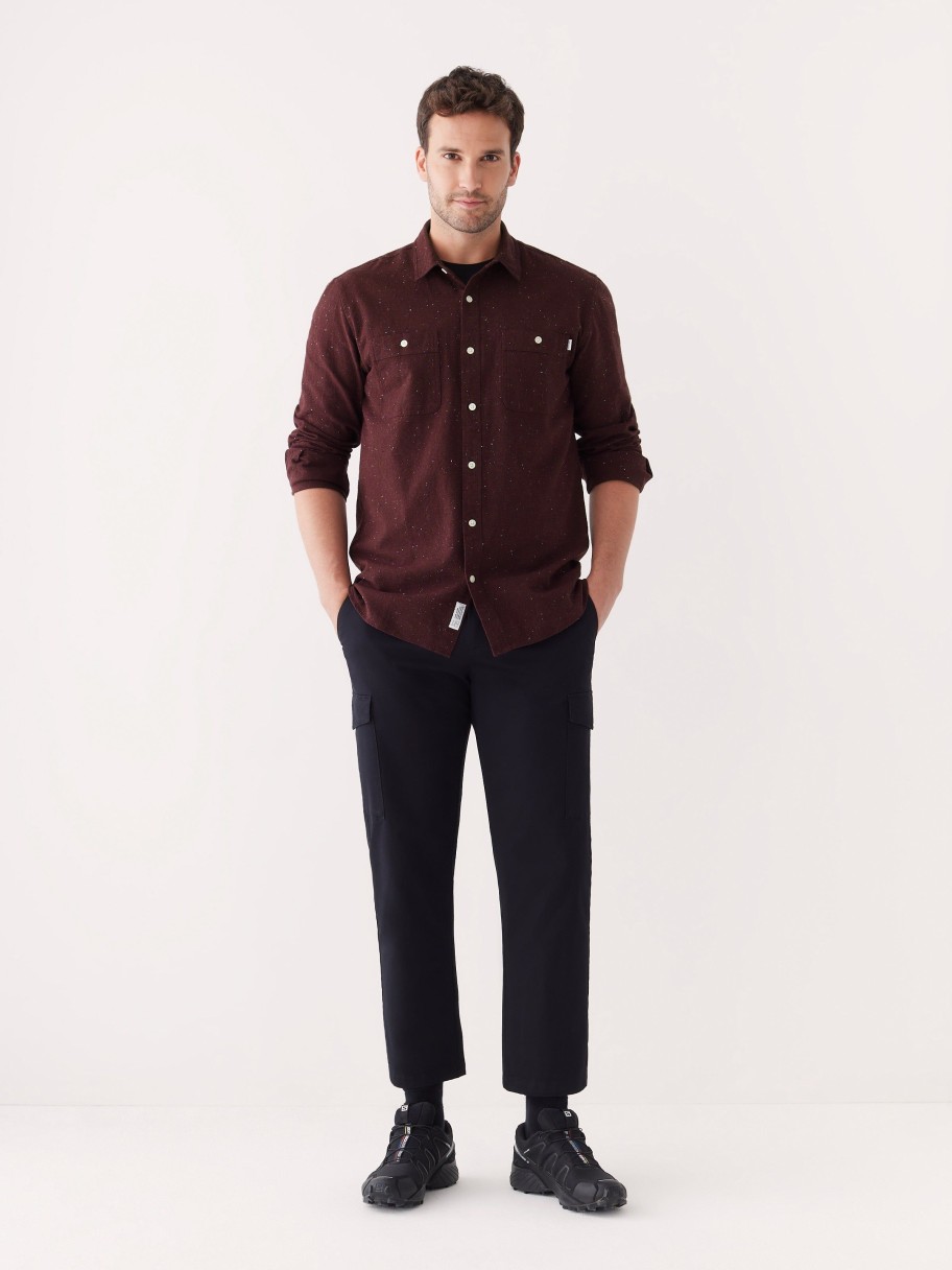 Men Frank And Oak Shirts & Polo Shirts | The Nepped Shirt In Burgundy