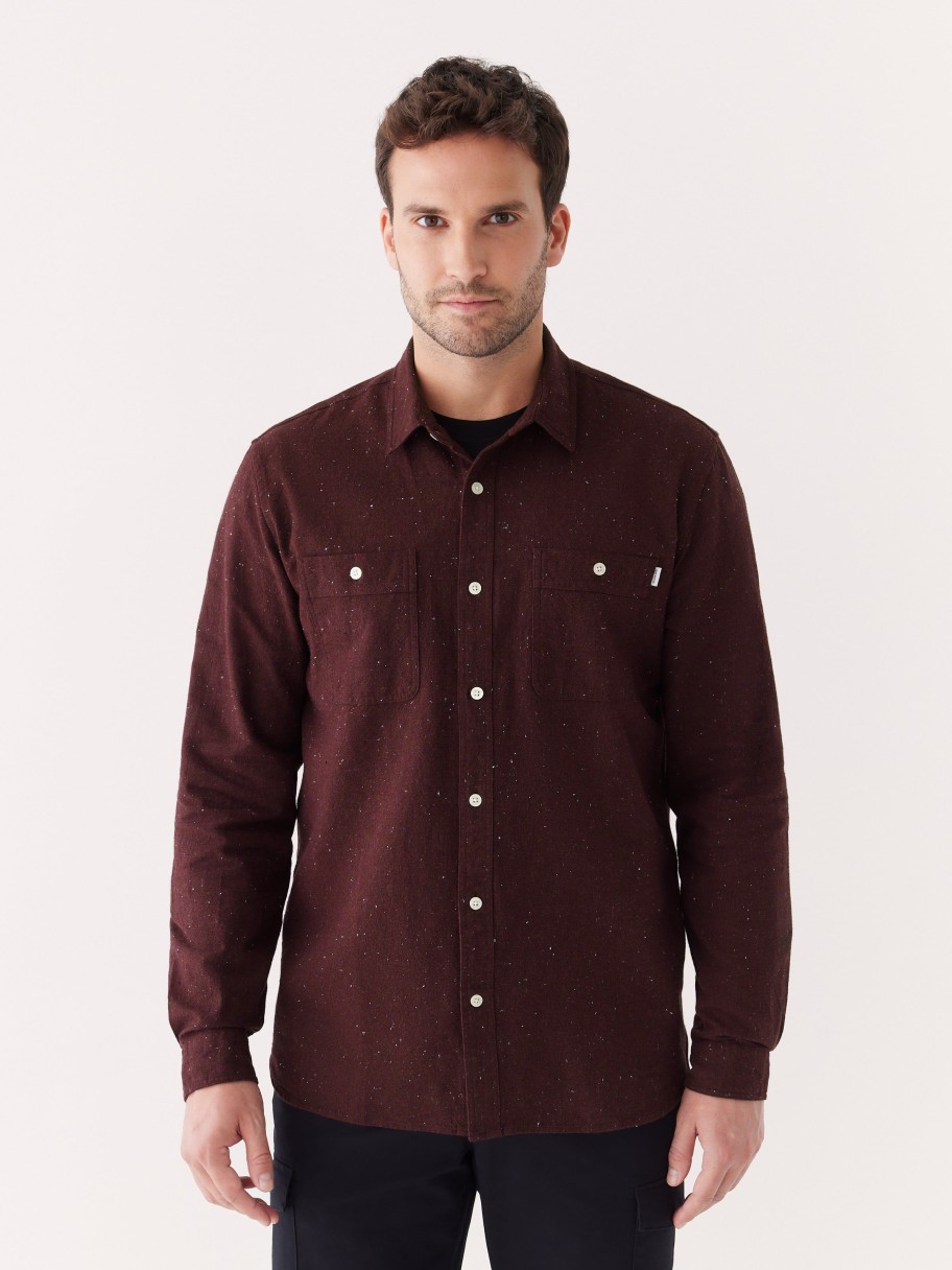 Men Frank And Oak Shirts & Polo Shirts | The Nepped Shirt In Burgundy