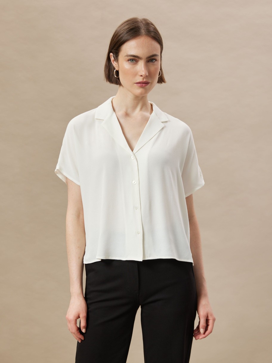 Women Frank And Oak Blouses & Shirts | The Camp Collar Blouse In White