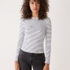 Women Frank And Oak T-Shirts & Tops | The Striped Long Sleeve Ribbed Top In Black And White