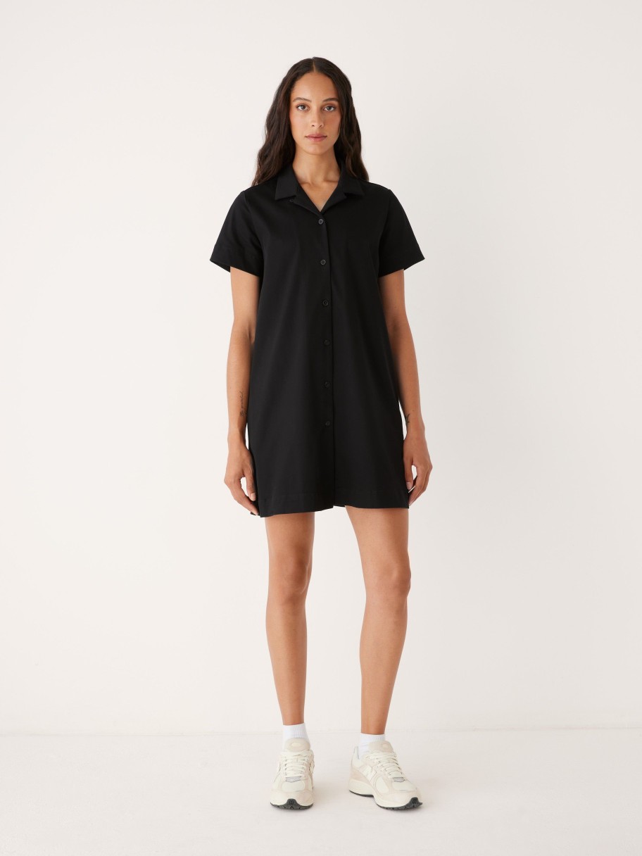 Women Frank And Oak Dresses & Jumpsuits | The Flex Camp Collar Dress In Black