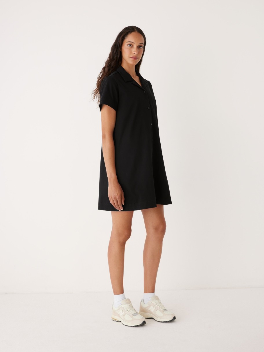 Women Frank And Oak Dresses & Jumpsuits | The Flex Camp Collar Dress In Black