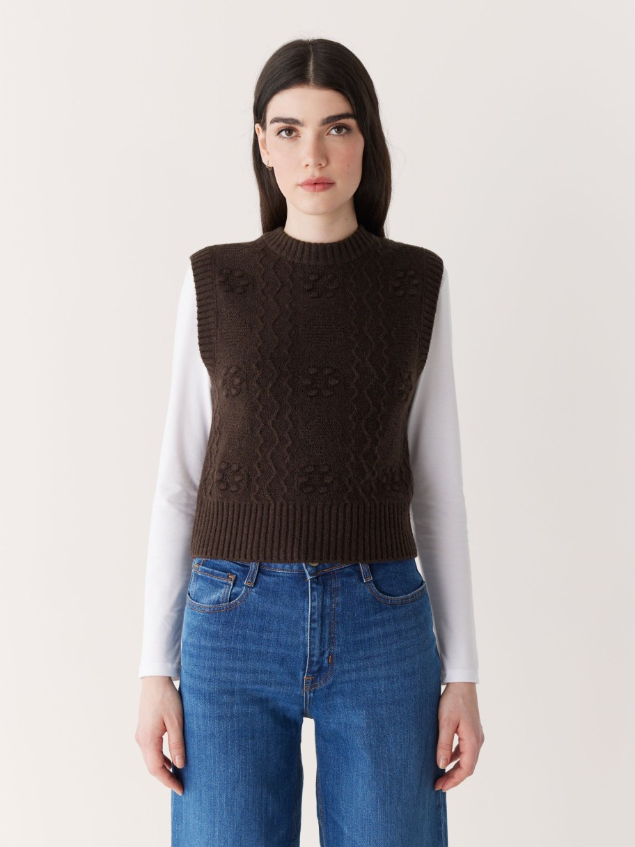 Women Frank And Oak Sweaters & Cardigans | The Bobble Sweater Vest In Dark Brown